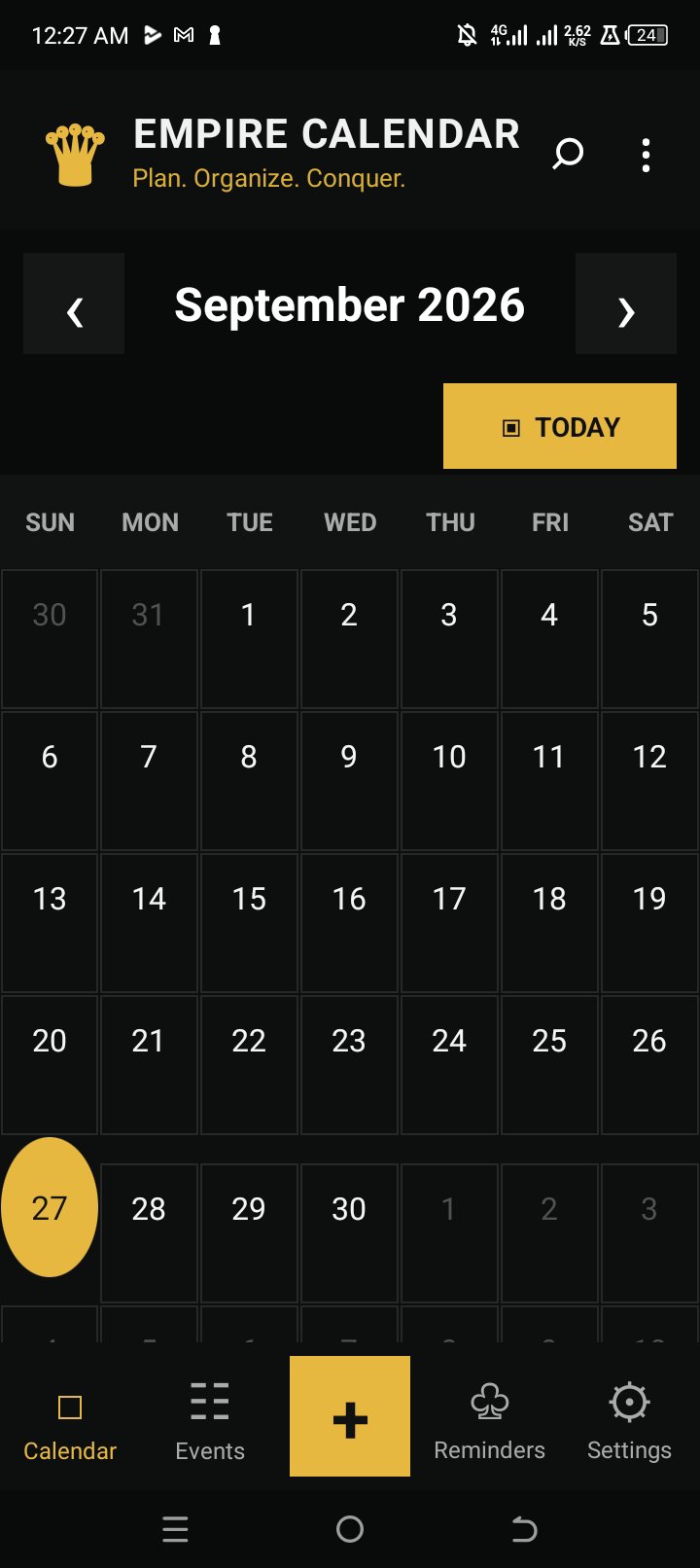 Empire Calendar main view